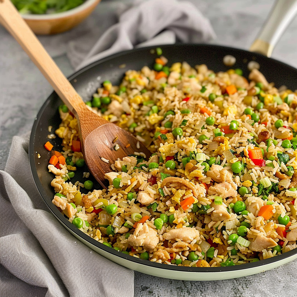 Recipe preparation for Leftover Friendly Dinner Chicken Fried Rice