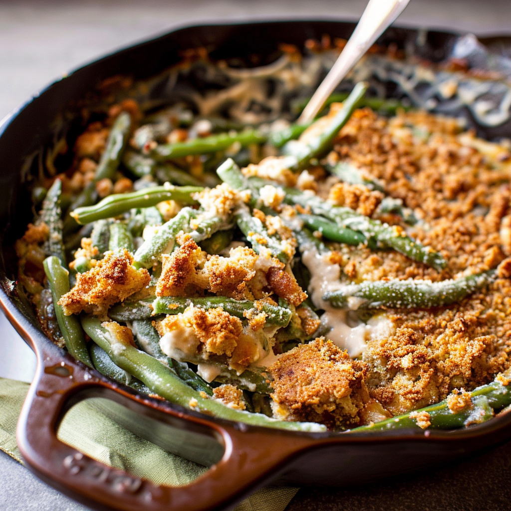Recipe preparation for Healthy Thanksgiving Green Bean Casserole