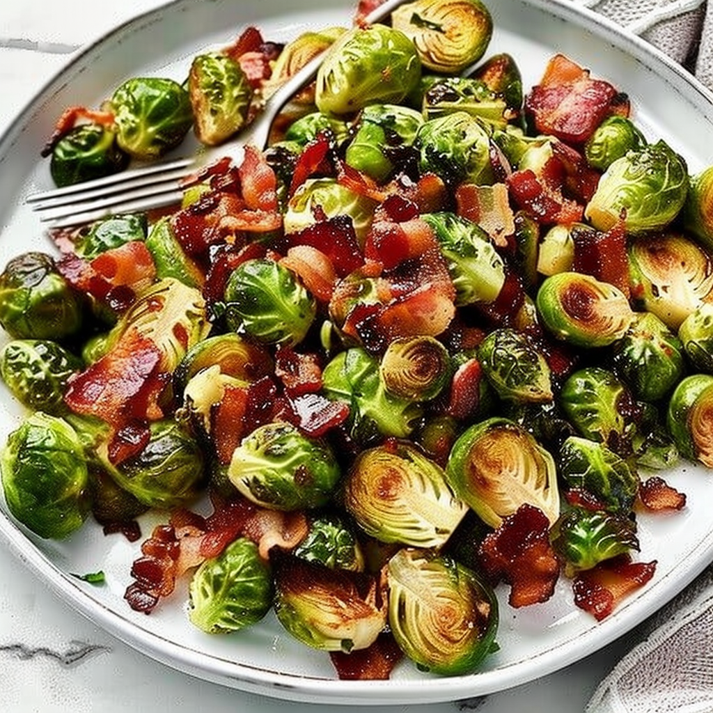 Recipe preparation for Thanksgiving Side Dish Brussels Sprouts Bacon