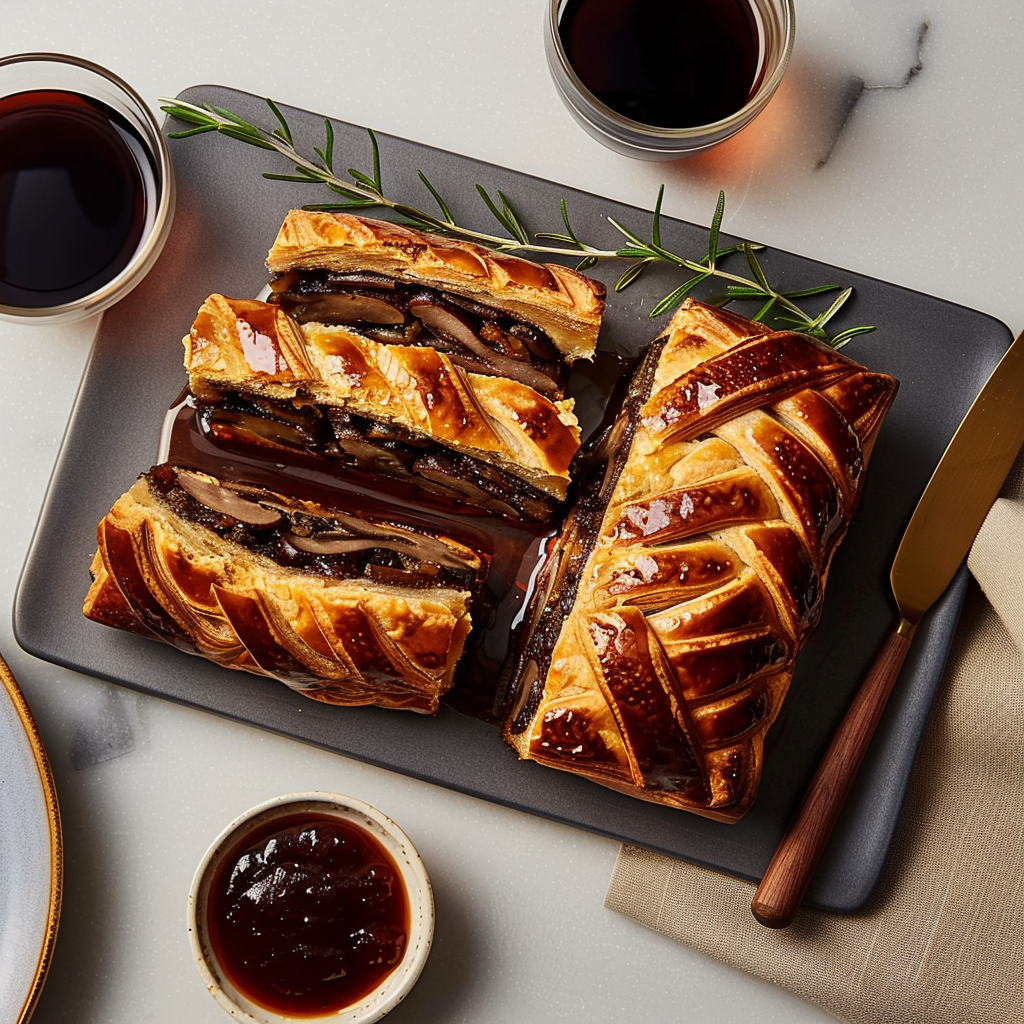 Recipe preparation for Vegetarian Thanksgiving Dinner Mushroom Wellington