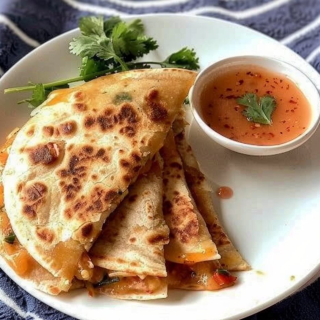 Recipe preparation for Gochujang Chicken Quesadilla