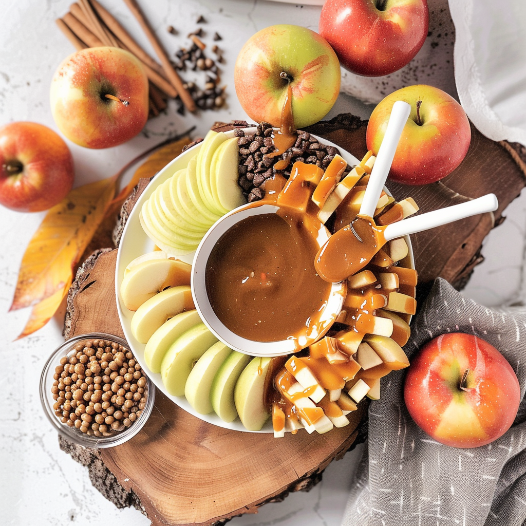 Recipe preparation for Caramel Apple Dipping Board