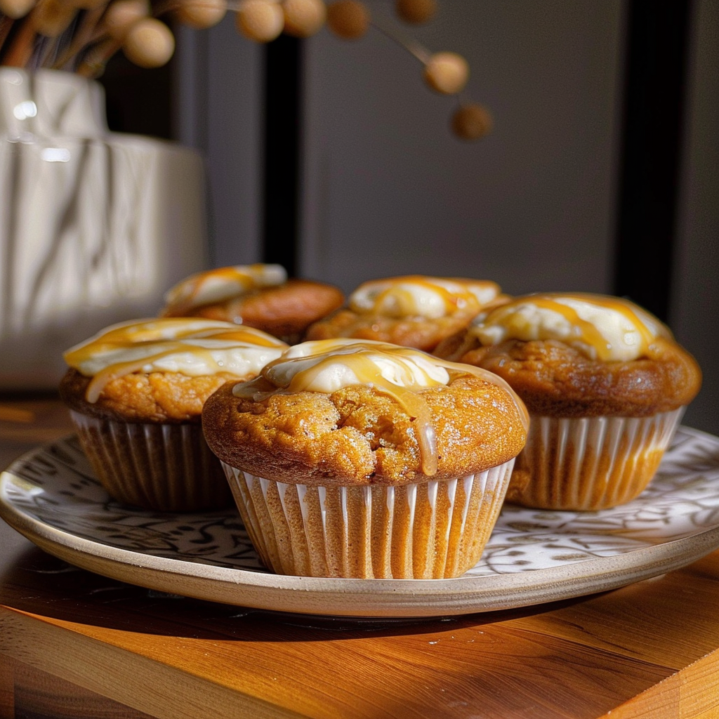 Recipe preparation for Pumpkin Cheesecake Muffins
