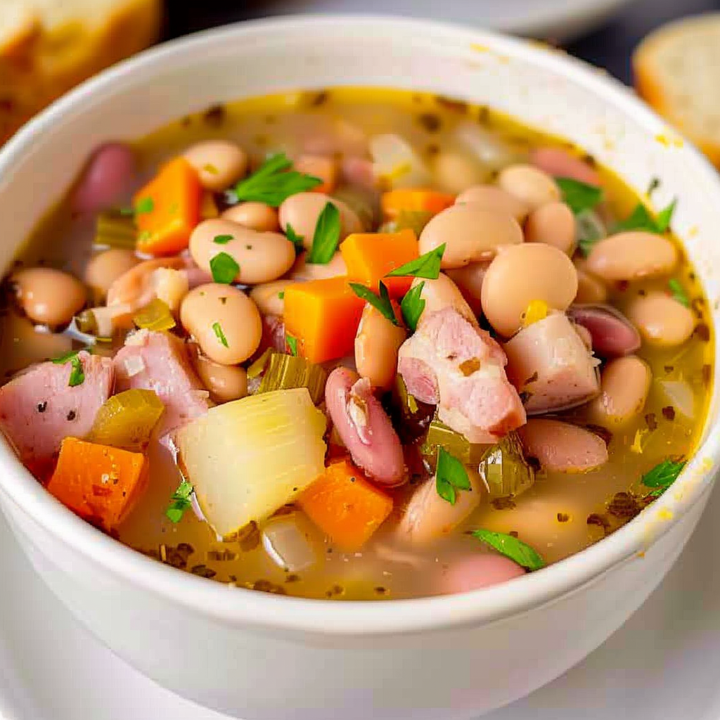 Recipe preparation for Crockpot Ham and Bean Soup