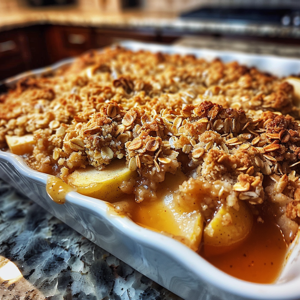 Recipe preparation for Classic Apple Crisp with Oat Topping