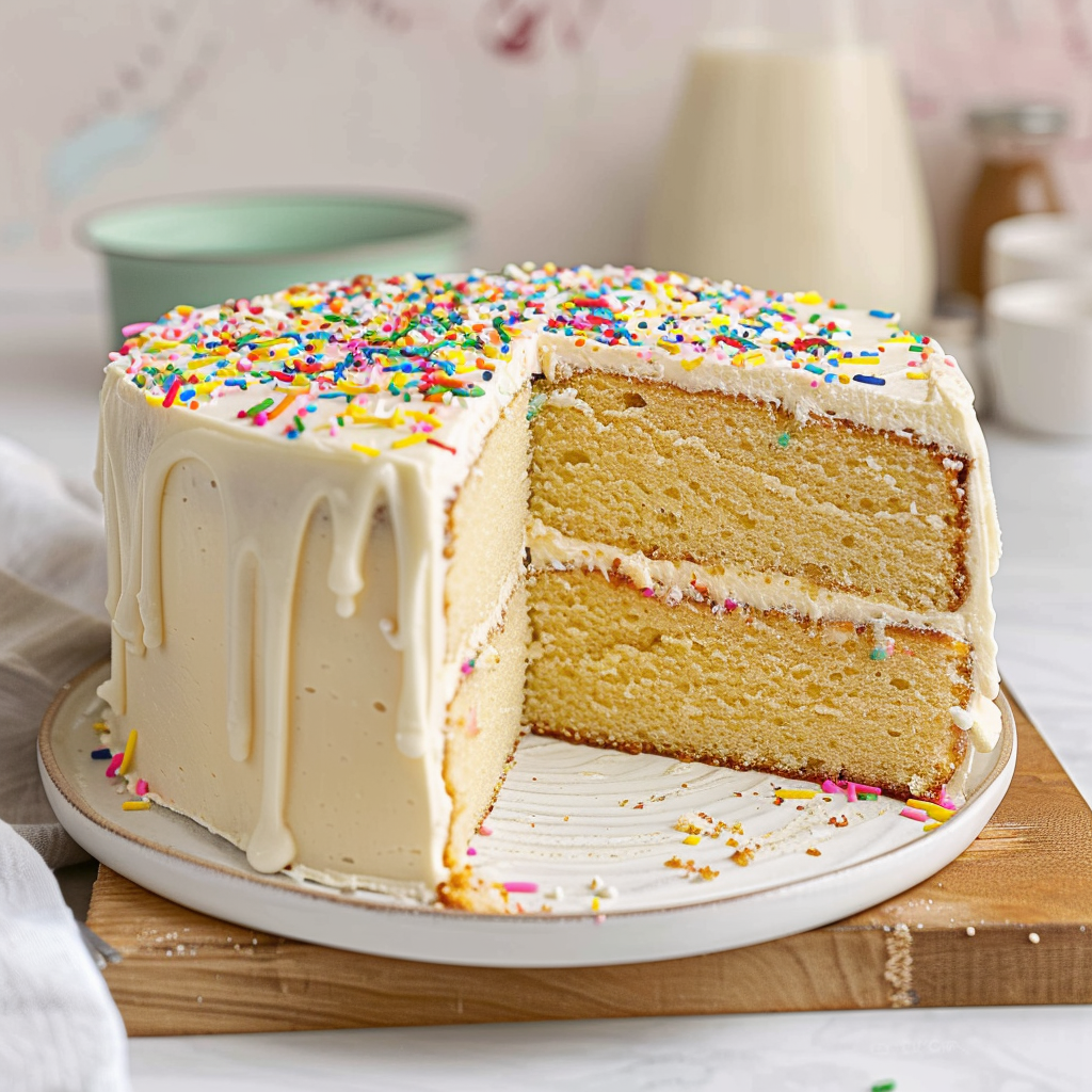 Recipe preparation for Vanilla Birthday Cake