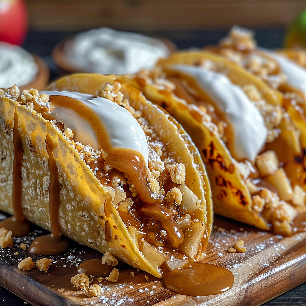Recipe preparation for Apple Pie Tacos