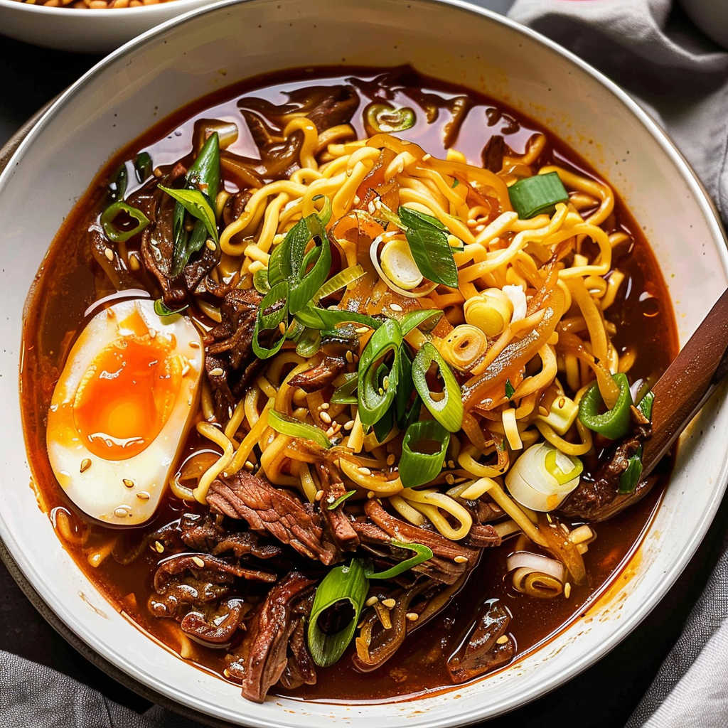 Recipe preparation for Beef Ramen Noodles