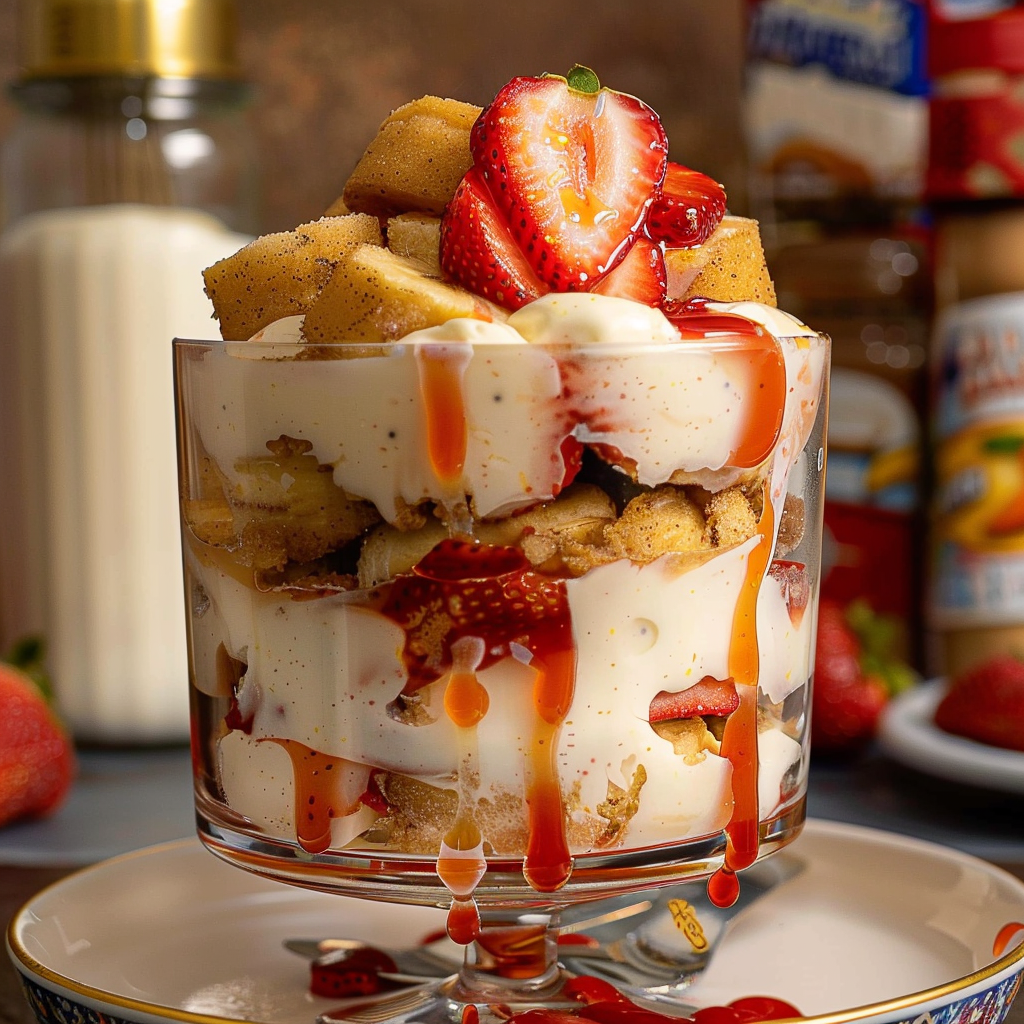 Recipe preparation for Strawberry Banana Pudding