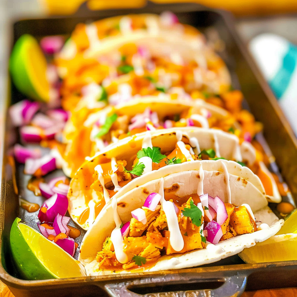 Recipe preparation for Garlic Butter Honey BBQ Chicken Tacos