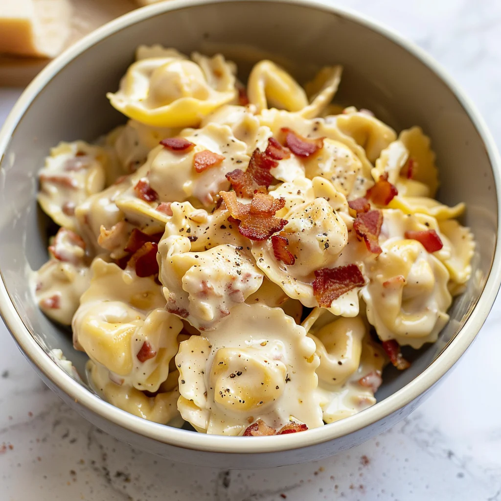 Recipe preparation for Bacon Cream Cheese Tortellini
