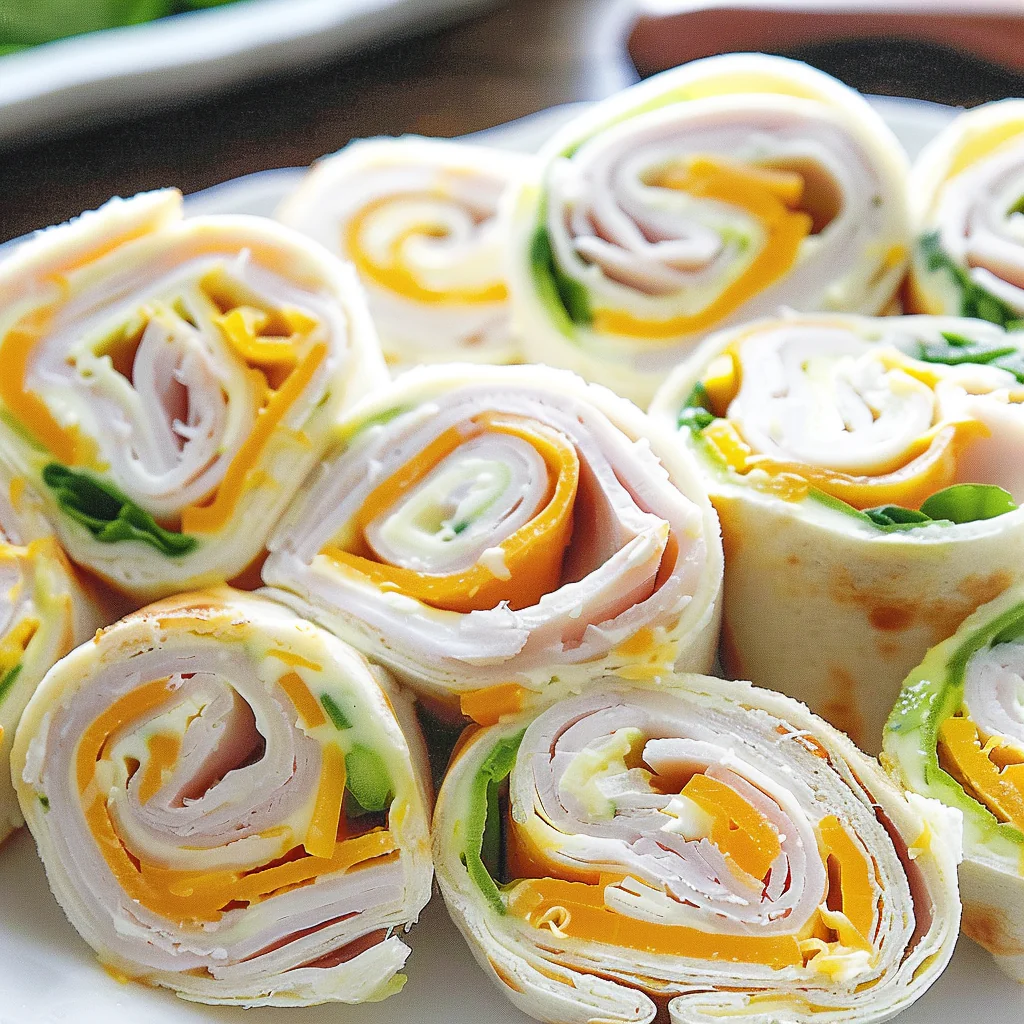Recipe preparation for Turkey Cheddar Lunch Roll Ups