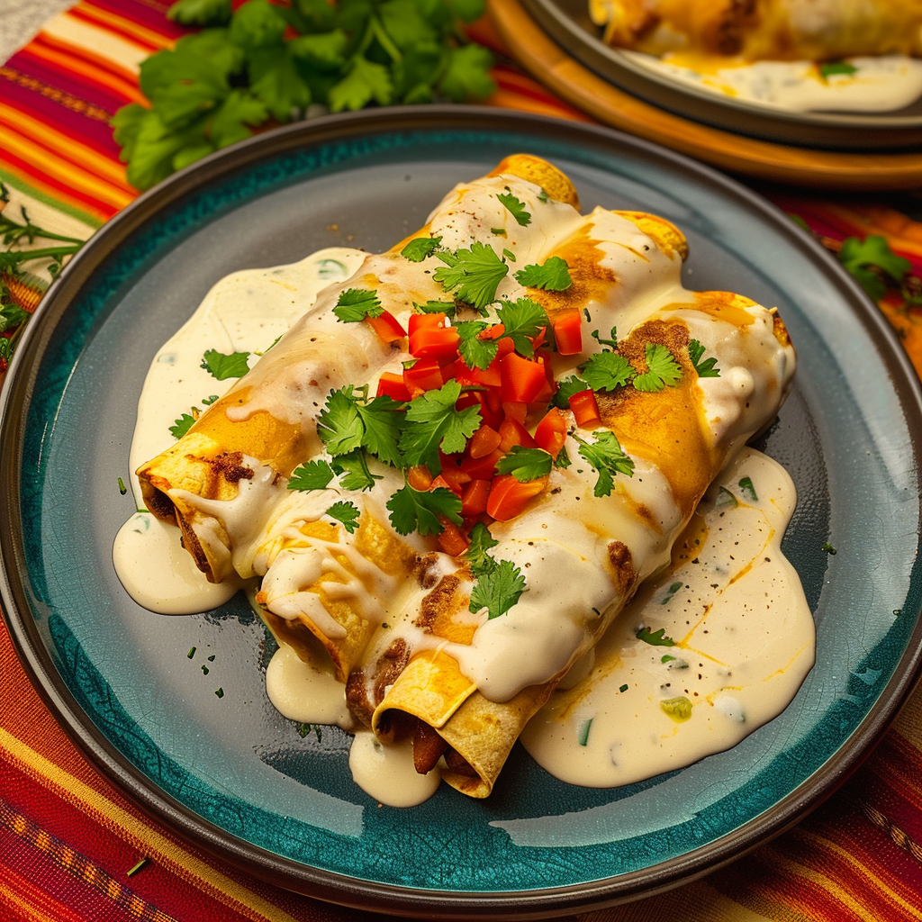 Recipe preparation for Jalapeño Popper Cheesy Chicken Enchiladas
