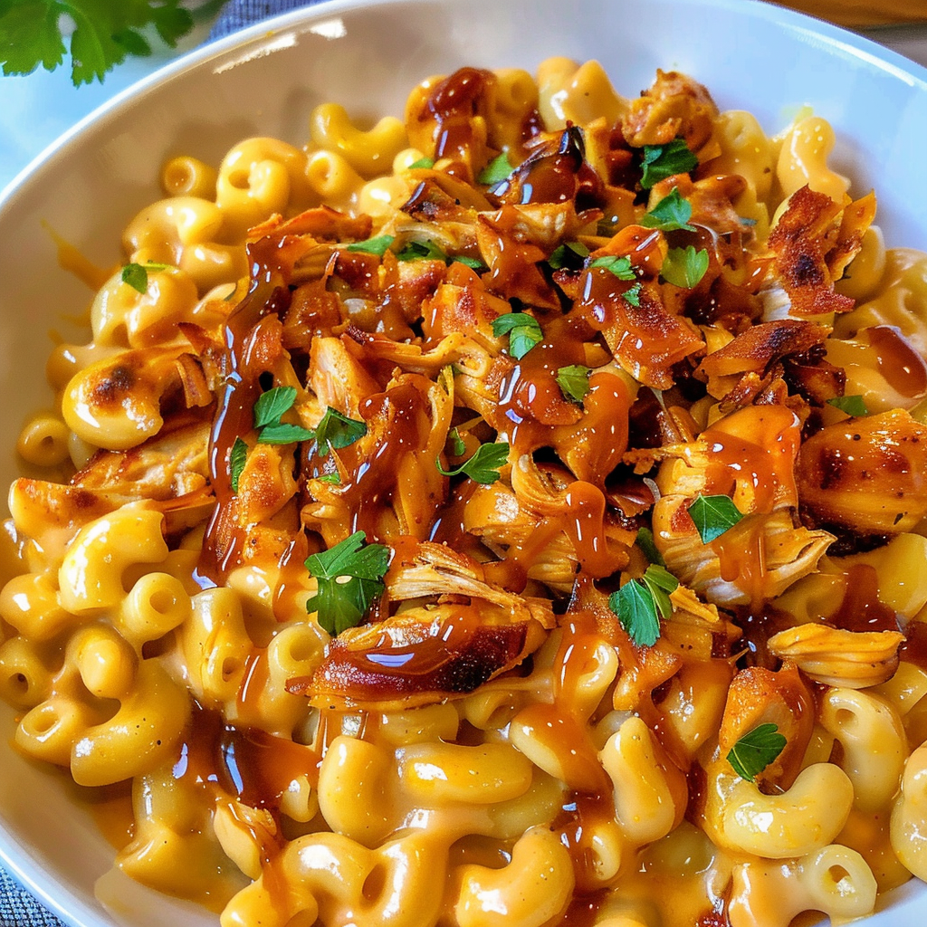 Recipe preparation for BBQ Chicken Mac and Cheese