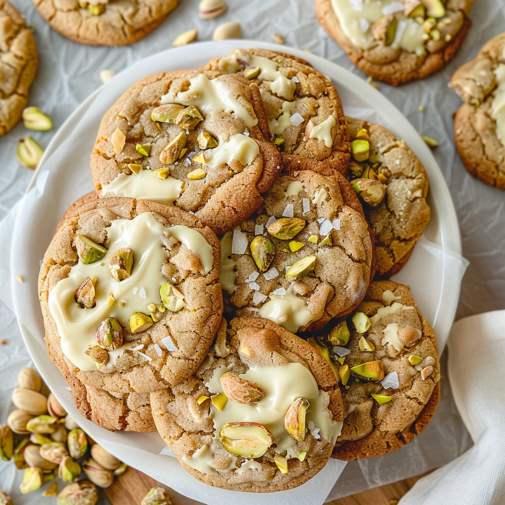 Recipe preparation for White Chocolate Pistachio Cookies