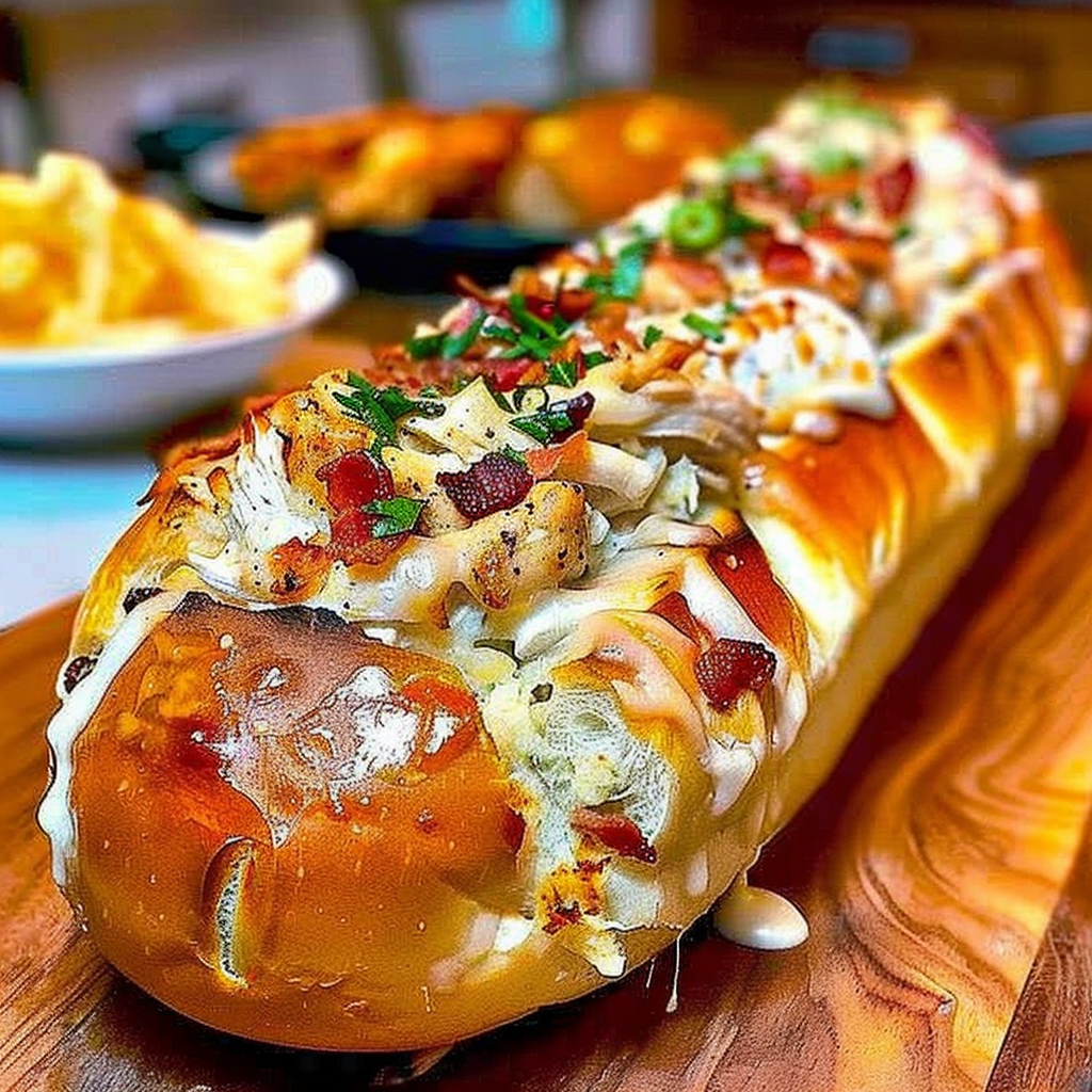 Recipe preparation for CHICKEN BACON RANCH STUFFED BREAD