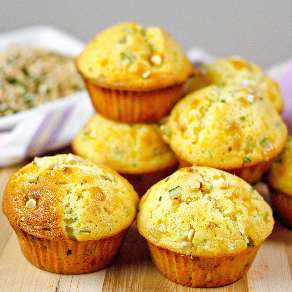 Recipe preparation for Cheddar Chive Cornbread Muffins