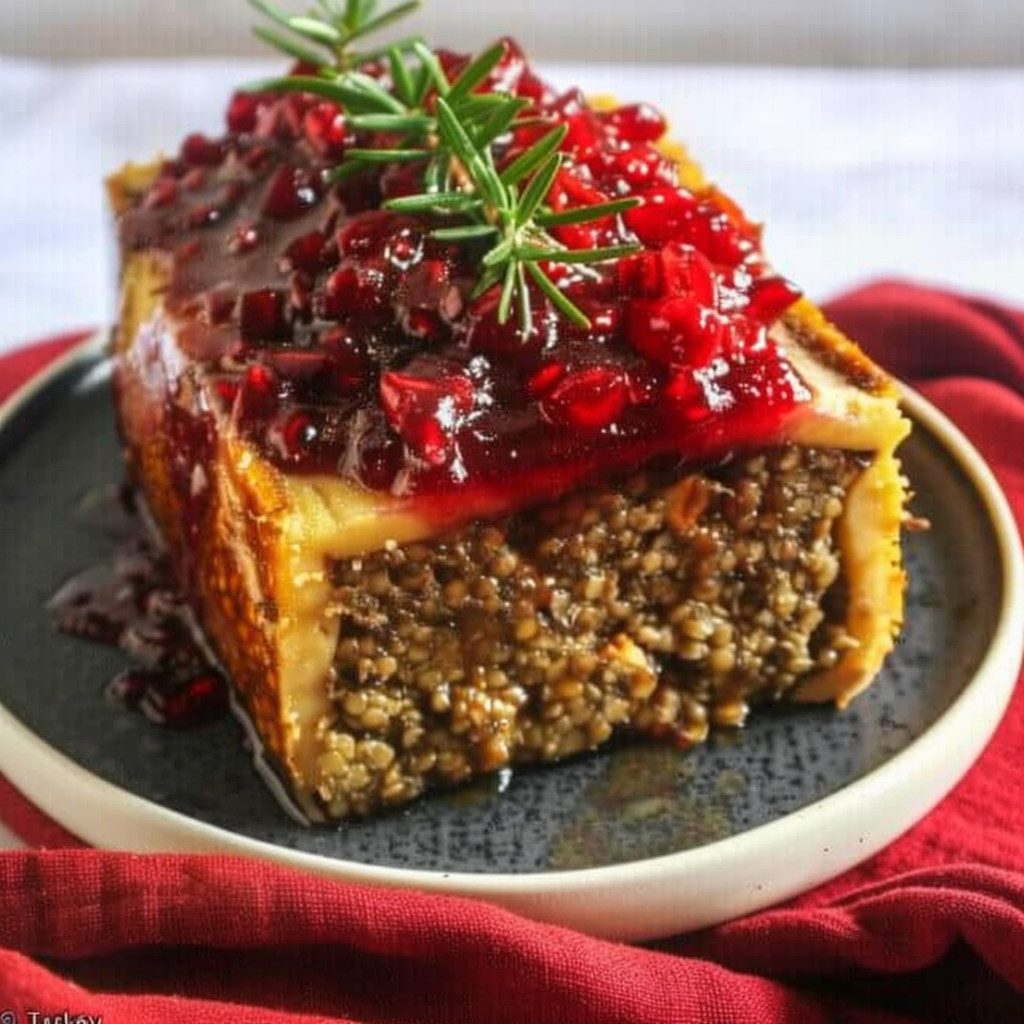 Recipe preparation for Vegan Lentil Walnut “Turkey” Roast with Cranberry Glaze