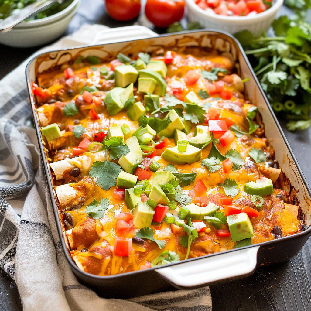 Recipe preparation for Sweet Potato & Black Bean Enchilada Skillet