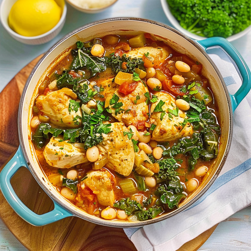 Recipe preparation for White Bean & Kale Chicken Stew