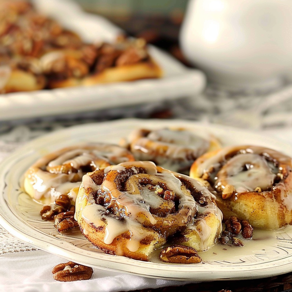 Recipe preparation for Maple Walnut Cinnamon Rolls with Bourbon Glaze