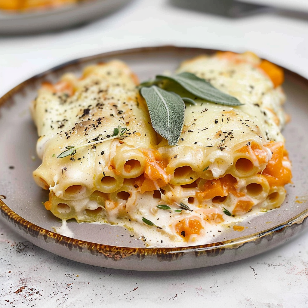Recipe preparation for Butternut Squash Lasagna Rolls
