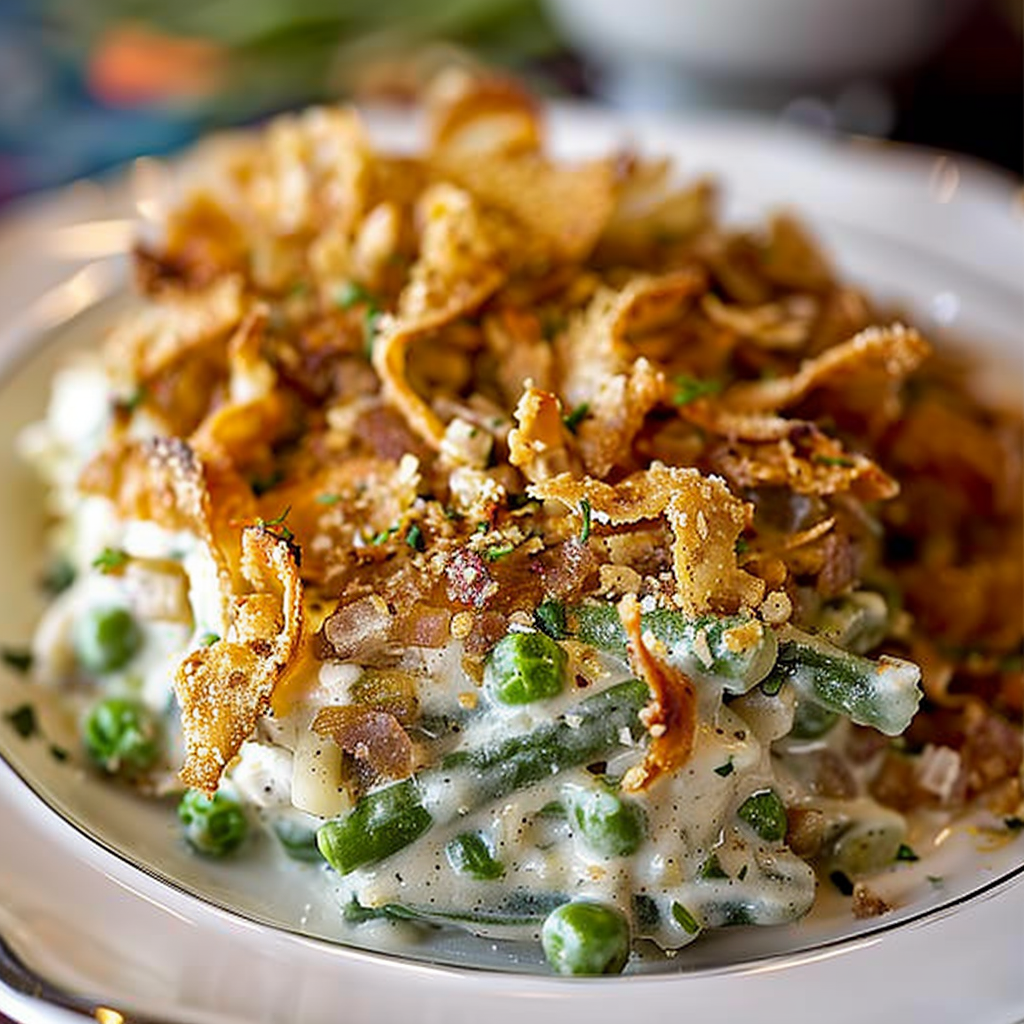 Recipe preparation for Parmesan Green Bean Casserole