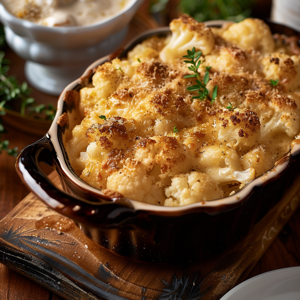 Recipe preparation for Parmesan Cauliflower Gratin
