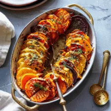 Root-to-Stem Vegetable Gratin with Carrot Tops and Beet Greens