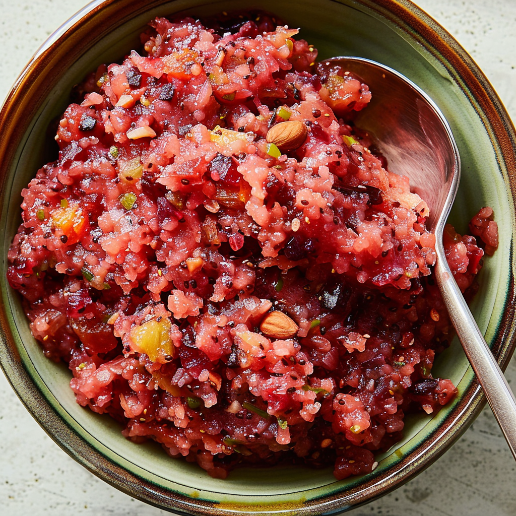 Recipe preparation for Cranberry-Orange Relish with Pistachios
