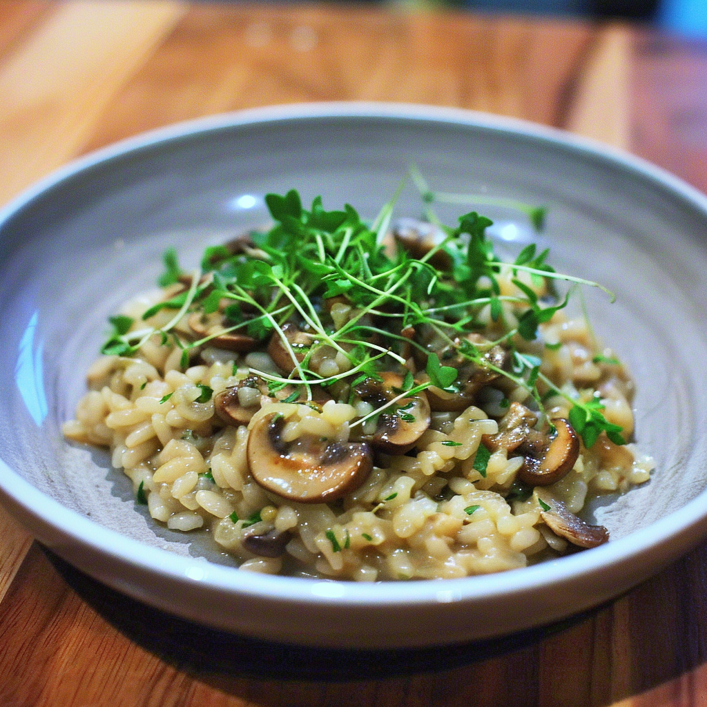 Recipe preparation for Roasted Chestnut & Mushroom Risotto