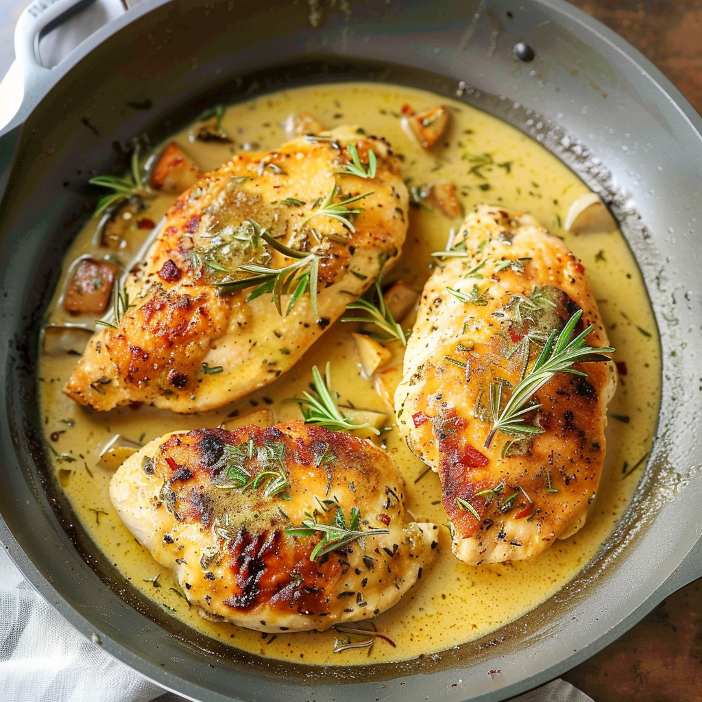 Recipe preparation for Mustard Cream Sauce Baked Chicken