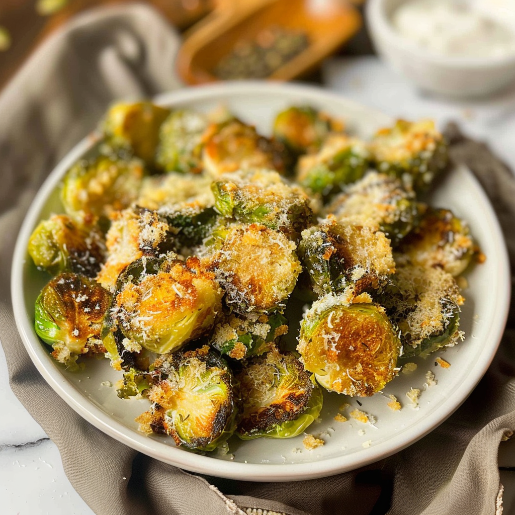 Recipe preparation for Smashed Brussels Sprouts with Parmesan and Garlic