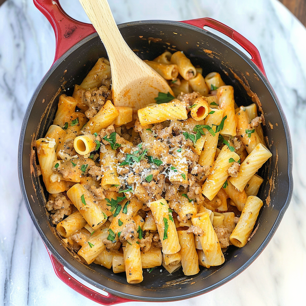 Recipe preparation for Rigatoni with Sausage & Fennel