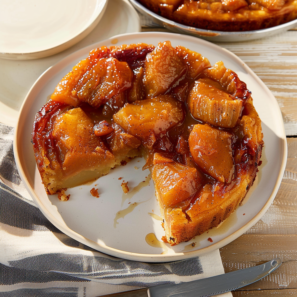 Recipe preparation for Miso Apple & Pecan Tarte Tatin