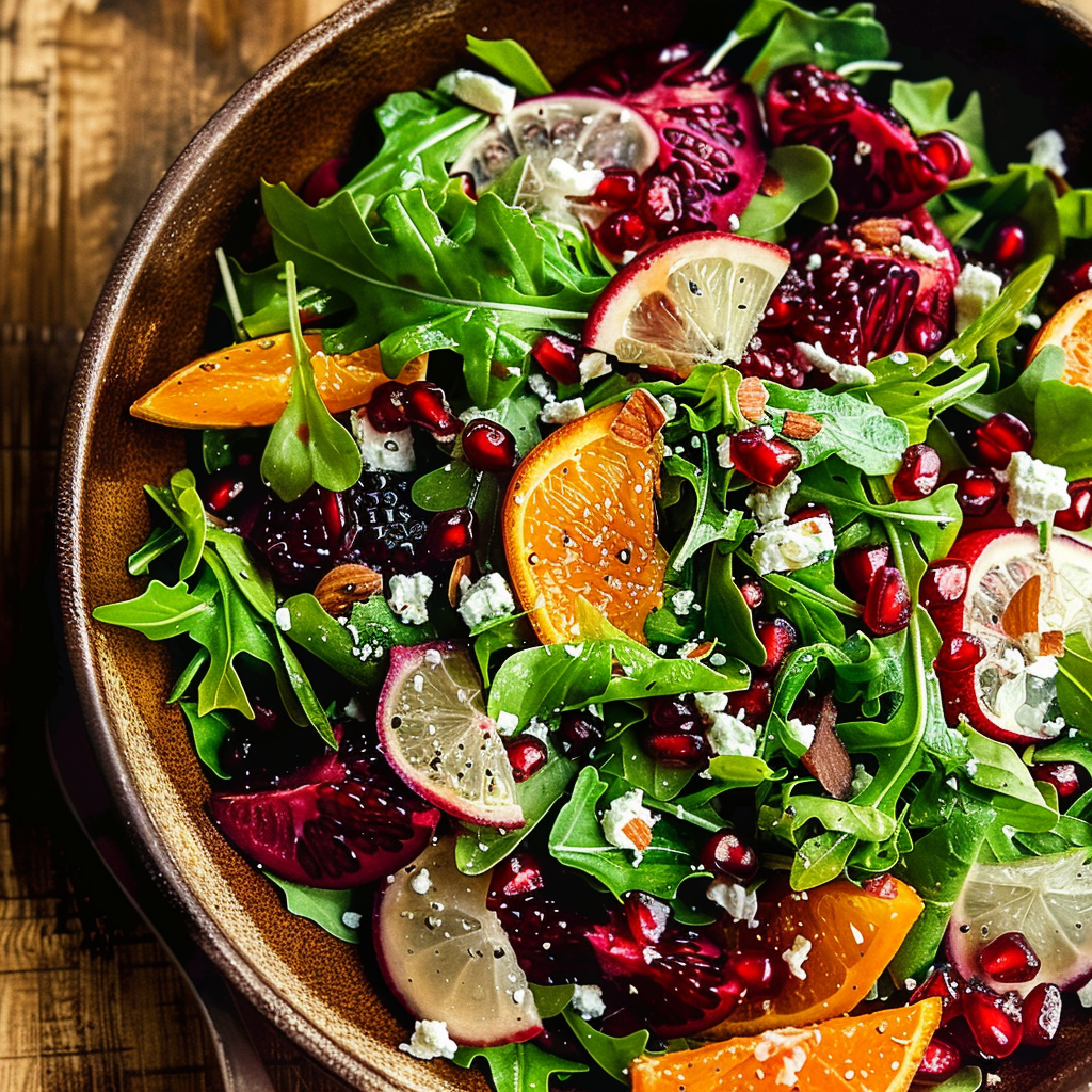 Recipe preparation for Pomegranate Winter Salad with Citrus Vinaigrette