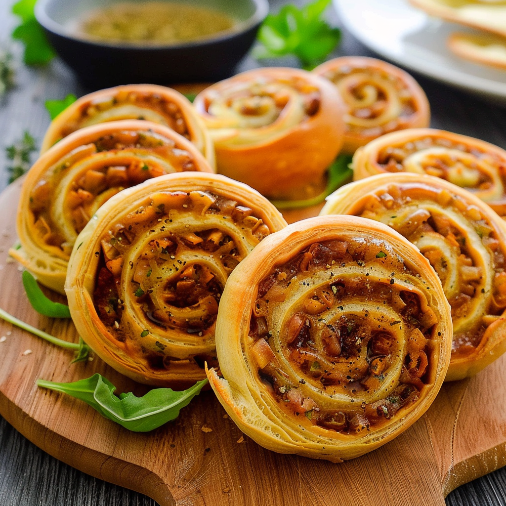Recipe preparation for Sun-Dried Tomato and Pesto Pinwheels
