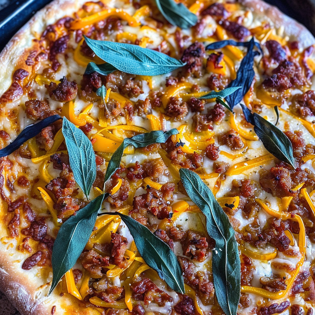 Recipe preparation for Butternut Squash, Chorizo, and Spinach Pizza