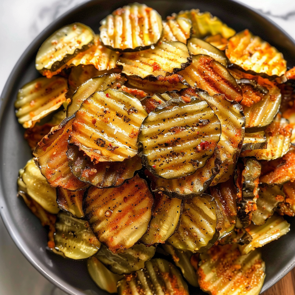 Recipe preparation for Spicy Dill Pickle Chips