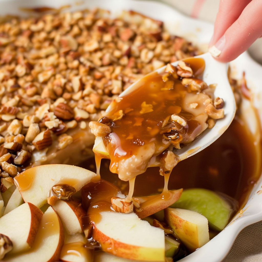 Recipe preparation for Caramel Apple Cheesecake Dip