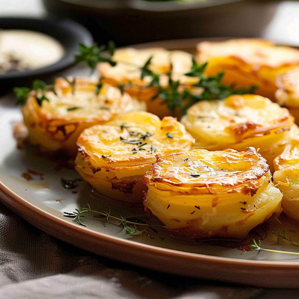 Recipe preparation for Mini Dauphinoise Potato Gratins