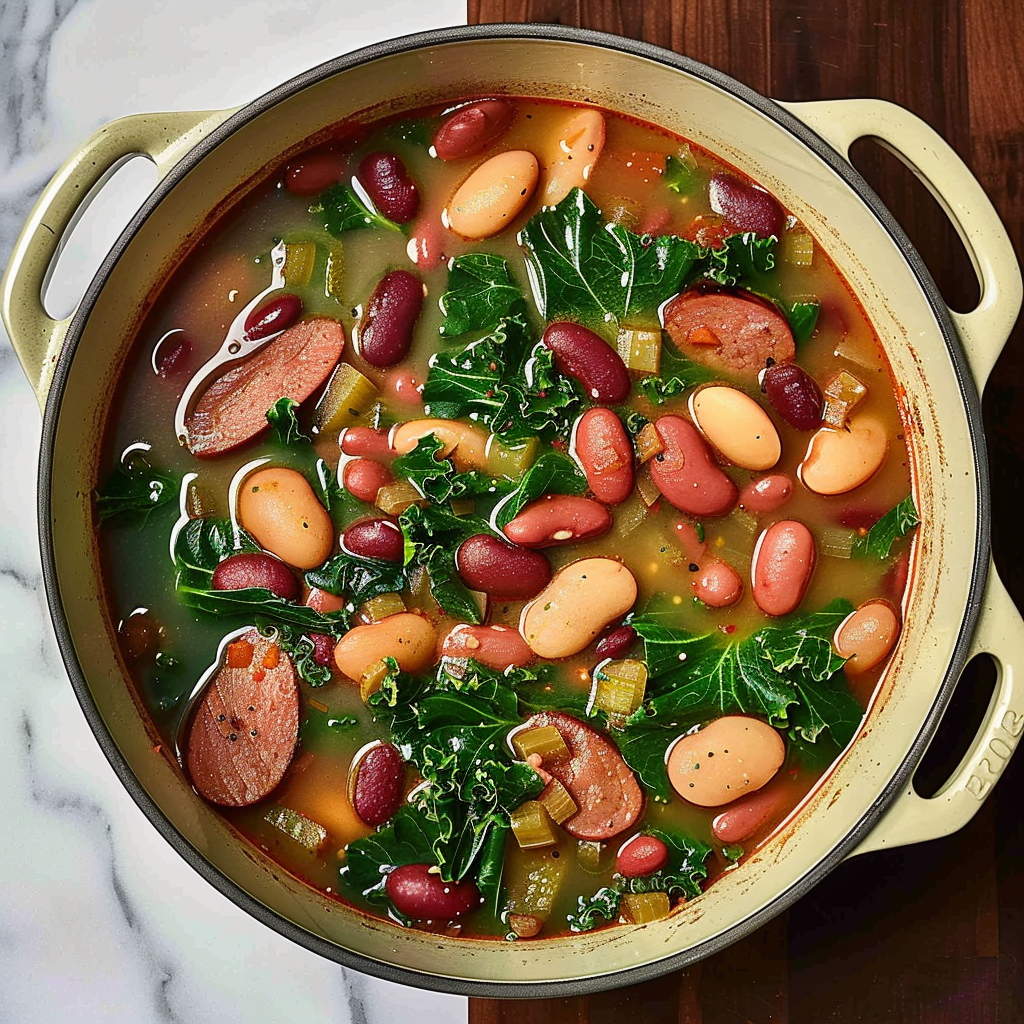 Recipe preparation for Kielbasa & Bean Christmas Soup