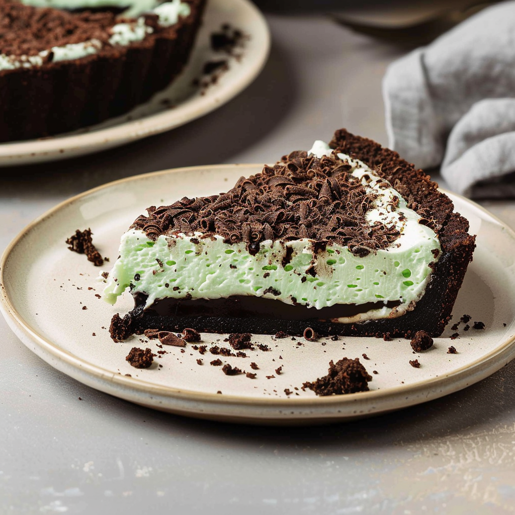 Recipe preparation for Mint Chocolate Crème de Menthe Pie