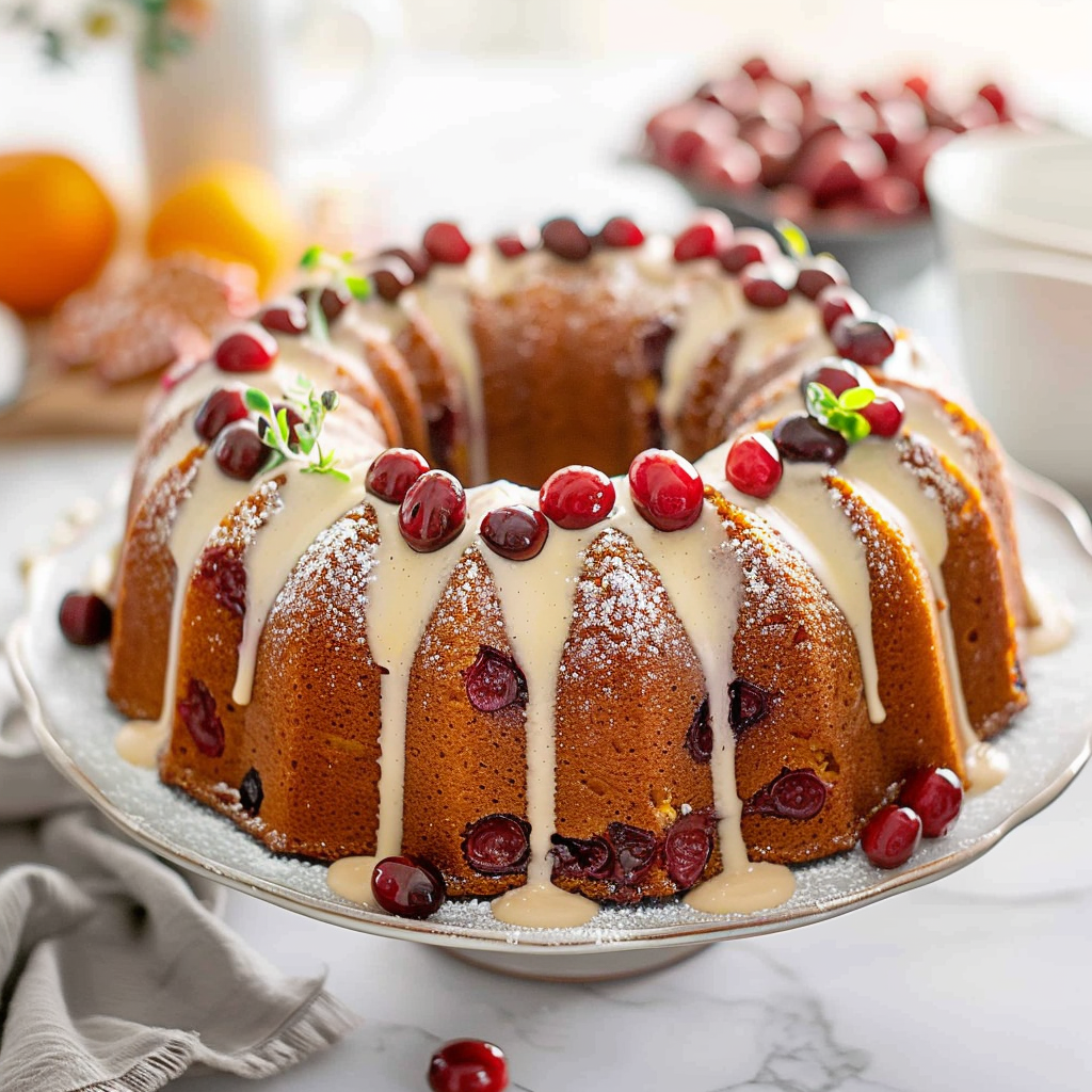 Recipe preparation for Cranberry Orange Bundt Cake