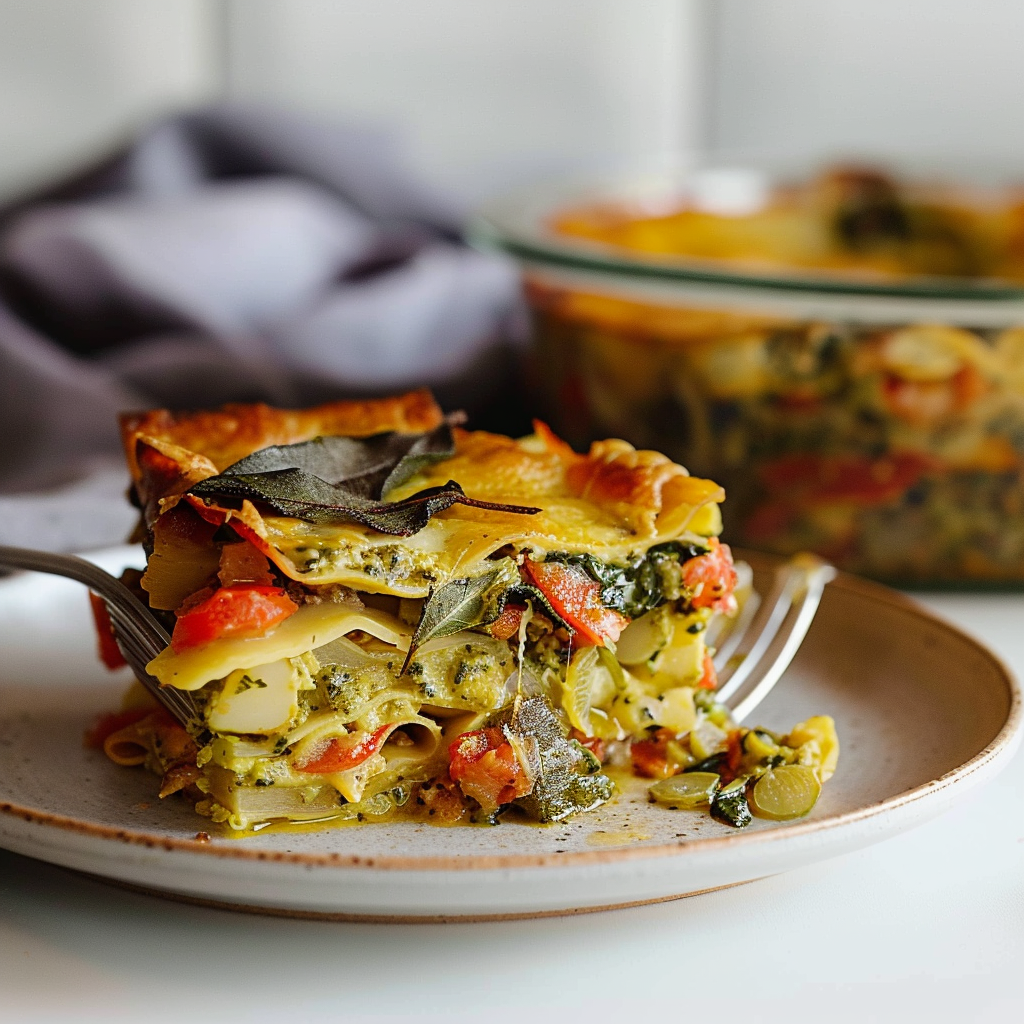 Recipe preparation for Lasagna with Greens Pesto & White Beans