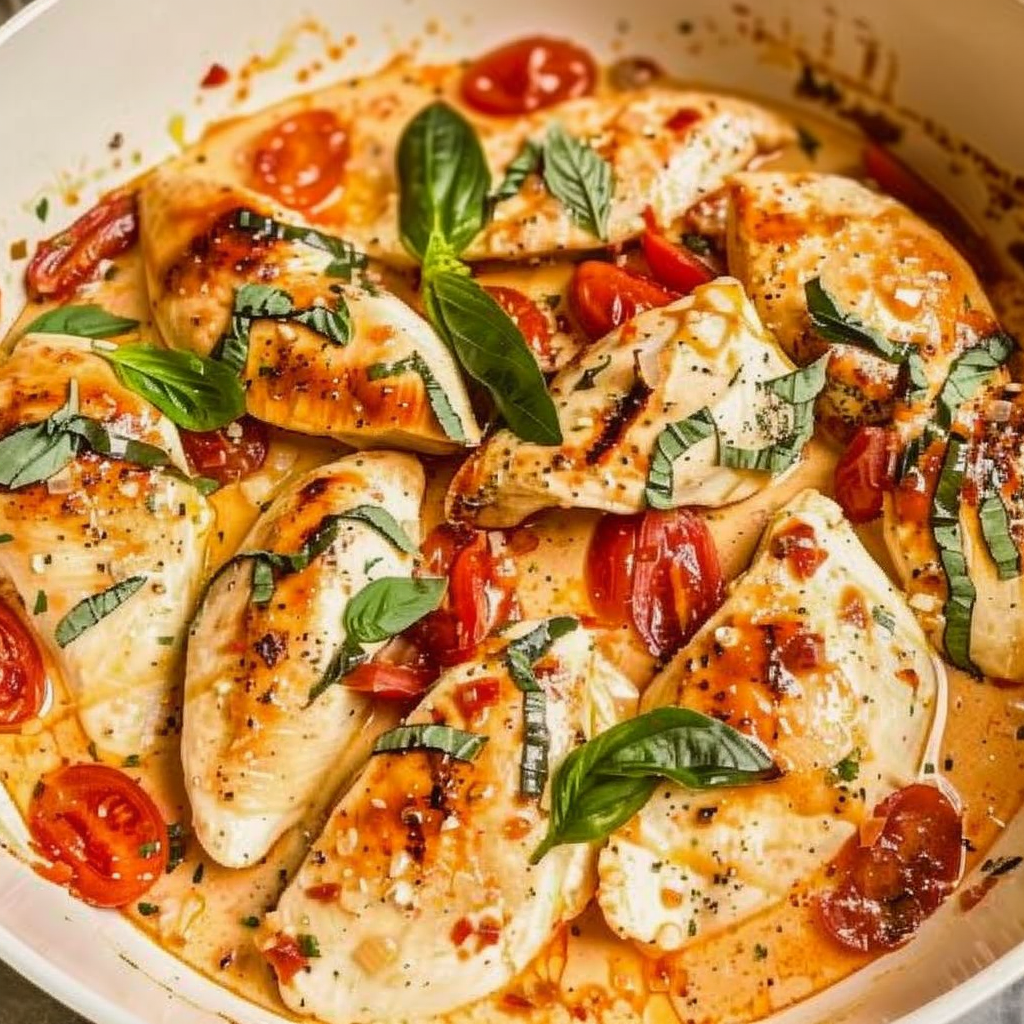 Recipe preparation for Tuscan Tomato Basil Chicken
