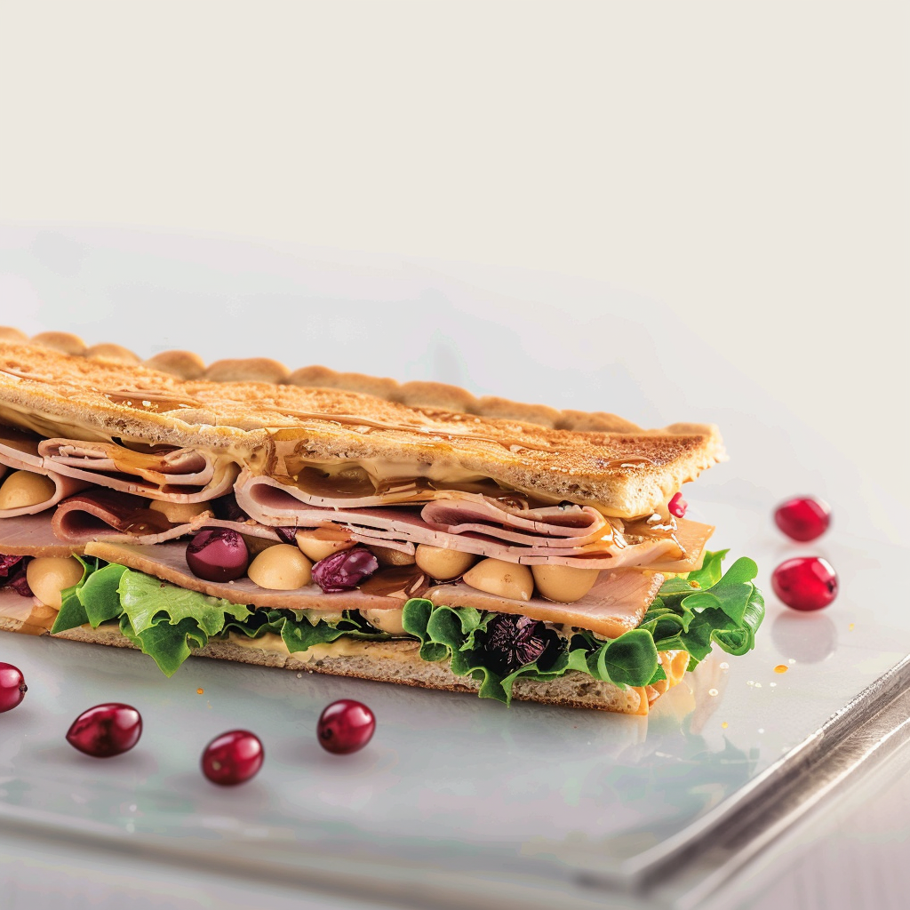 Recipe preparation for Honey-Mustard Turkey & Cranberry Flatbread
