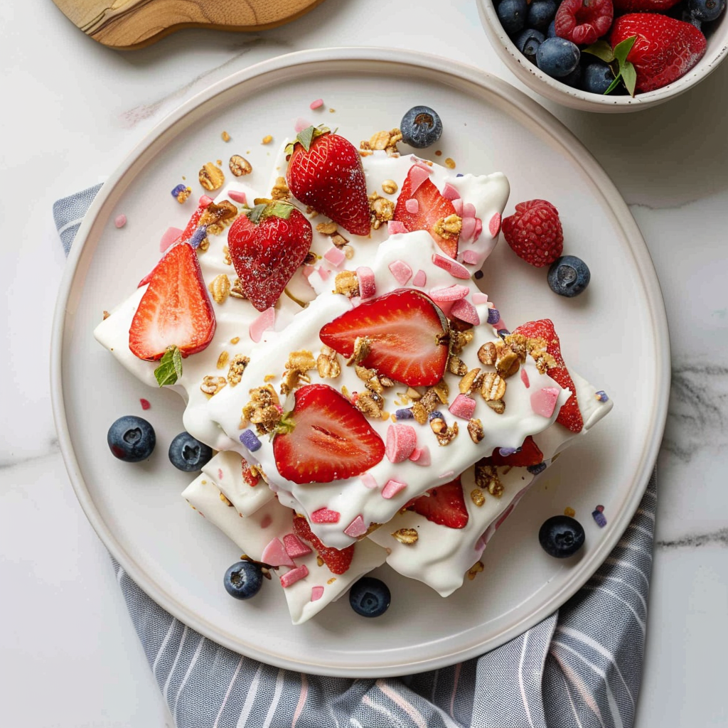 Recipe preparation for Frozen Fruit Yogurt Bark