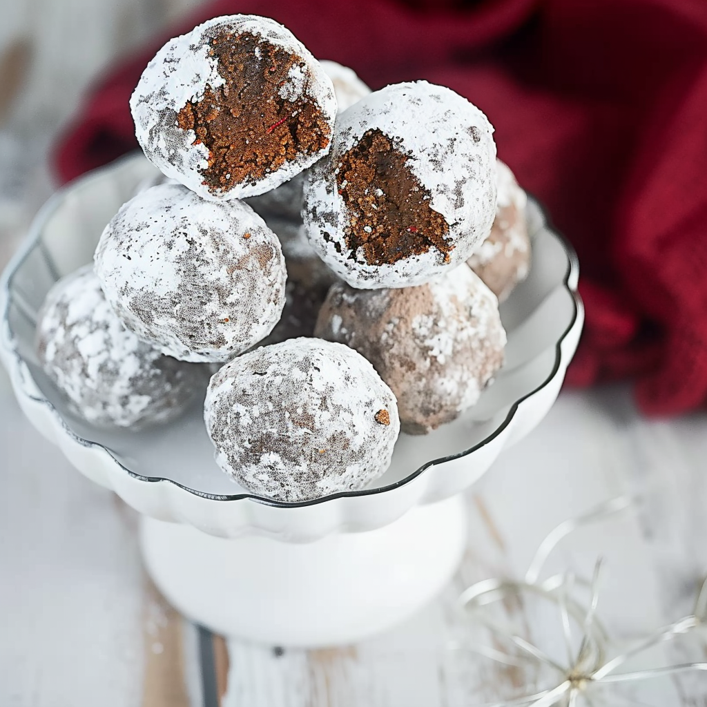 Recipe preparation for Rum Balls Dusted in Cocoa Powder