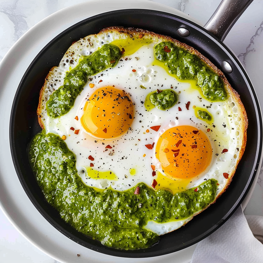 Recipe preparation for Pesto Eggs